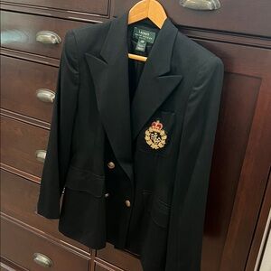 Lauren Ralph Lauren VTG Women's Crest Double Breasted Blazer 100% Wool Sz 12P